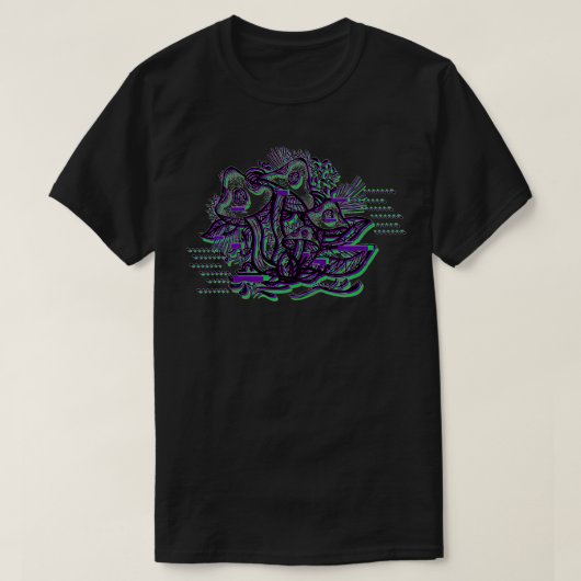 キラキラしたキノコ Tシャツ (デザイン正面)