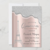 キラキラしたドリップ+Eiffel+Tower+Quinceañera 招待状 (正面)