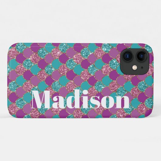 キラキラしたマーメイドの鱗柄のケースマット 女の子向け Case-Mate iPhoneケース (裏面(横))