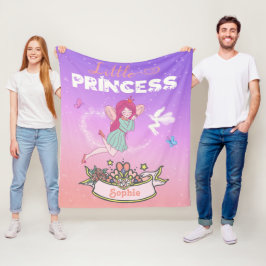 👸キラキラする妖精プリンセス名前をカスタムする フリースブランケット
