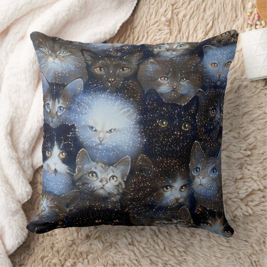 キラキラする猫 クッション (ブランケット)