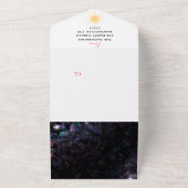 キラキラとしたパーソナライズされた家族の写真のクリスマスカード オールインワン招待状 (外側)