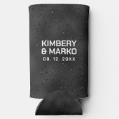 キラキラとキラキラした黒いテクスチャ スリム缶クーラー (裏面)