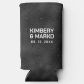 キラキラとキラキラした黒いテクスチャ スリム缶クーラー (正面)