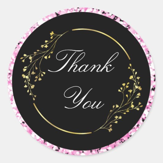 キラキラとゴールデンサンキューステッエレガントカー ラウンドシール (正面)