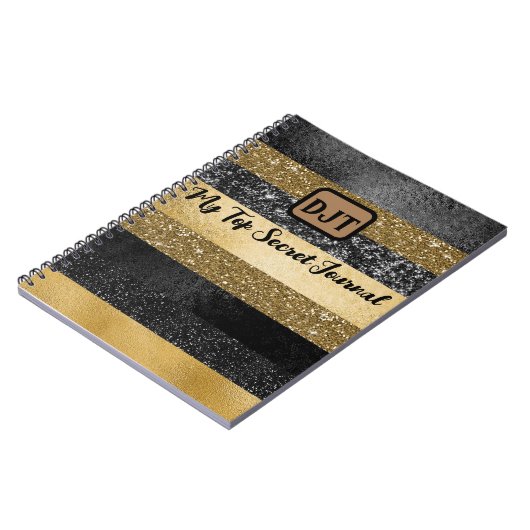 キラキラとブラックと金ゴールドのトップシークレットジャーナル ノートブック (左側)