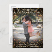 キラキラと写真可愛い結婚式デートを保存 案内ポストカード (正面/裏面)