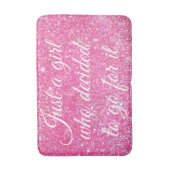 キラキラと熱いピンク色のグリッター バスマット (正面縦)