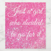 キラキラと熱いピンク色のグリッター ワインラベル (シングルラベル)