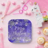 キラキラと紫の冬のワンダーランドメリークリスマス ペーパープレート (パーティー)