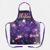 キラキラと紫の冬の不思議の国メリークリスマス エプロン (正面)