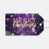 キラキラと紫の冬の不思議の国メリークリスマス ギフトタグ (正面(横))