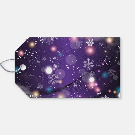 キラキラと紫の冬の不思議の国メリークリスマス ギフトタグ (裏面横)