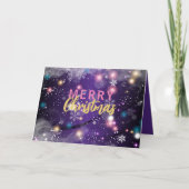 キラキラと紫の冬の不思議の国メリークリスマス シーズンカード (正面)