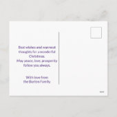 キラキラと紫の冬の不思議の国メリークリスマス シーズンポストカード (裏面)