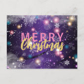 キラキラと紫の冬の不思議の国メリークリスマス シーズンポストカード (正面)