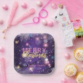 キラキラと紫の冬の不思議の国メリークリスマス ペーパープレート (パーティー)