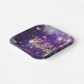 キラキラと紫の冬の不思議の国メリークリスマス ペーパープレート (傾斜あり)