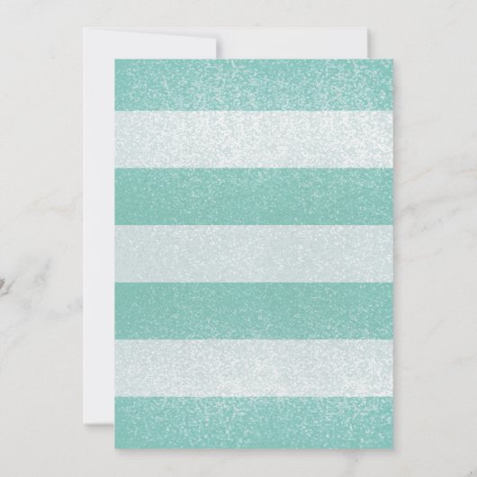 キラキラと輝くはっきりしたティール(緑がかった色)ストライプSweet sixteenパーティー 招待状 (裏面)