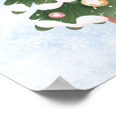 キラキラと輝く青い空の上のユニコーンとクリスマスツリー ポスター (角)