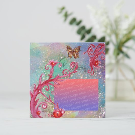 キラキラと輝く青結婚の写真テンプレート 招待状 (スタンド正面)