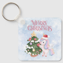 キラキラと青い空に浮かぶ、かわいいクリスマスユニコーン