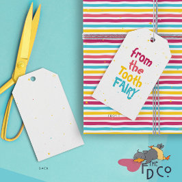 キラキラと「歯の妖精から」白 ギフトタグ