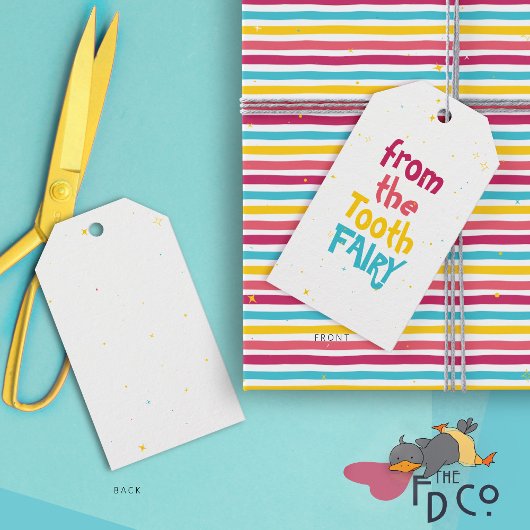 キラキラと「歯の妖精から」白 ギフトタグ