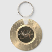 キラキラのジラフ on グリッツィーゴールドのモノグラム キーホルダー (正面)