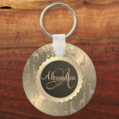 キラキラのジラフ on グリッツィーゴールドのモノグラム キーホルダー (正面)