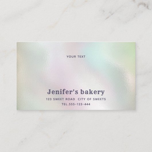 キラキラのドライプカップケーキシェフスクリプトベーカリー 名刺 (裏面)