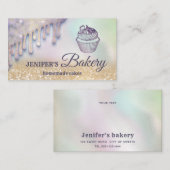キラキラのドライプカップケーキシェフスクリプトベーカリー 名刺 (正面/裏面)