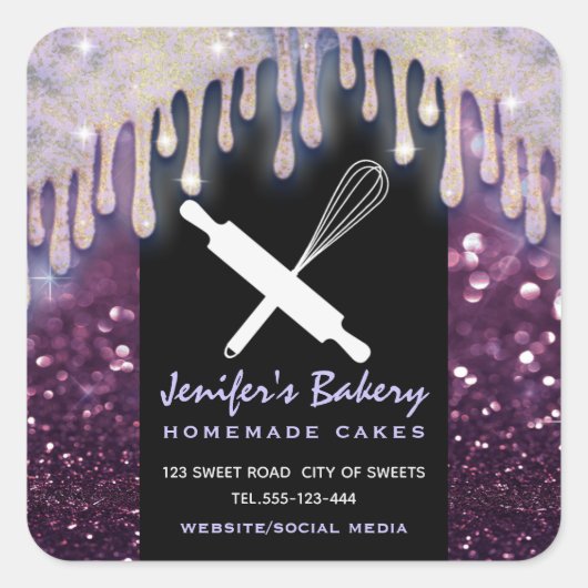 キラキラのピ転がンウィスクベーカリーのシェフ スクエアシール (正面)