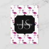 キラキラのフラミンゴピンクのキラキラ模様モノグラム 名刺 (裏面)