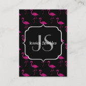 キラキラのフラミンゴピンクのキラキラ模様モノグラム 名刺 (裏面)