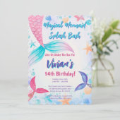 キラキラのマーメイドテール誕生日パーティー 招待状 (スタンド正面)