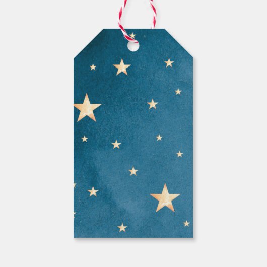 キラキラの小さな星と月あなた感謝していのメッセージカード ギフトタグ (裏面)