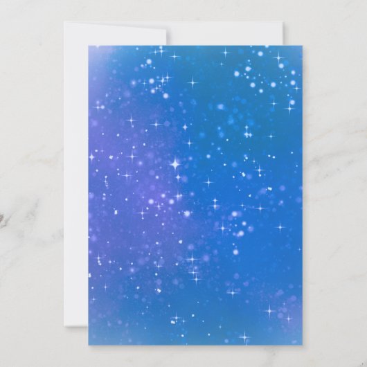 キラキラの小さな星のジェンダーが可愛いバニーの月を明かす 招待状 (裏面)