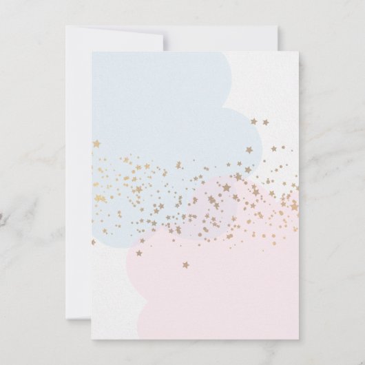 キラキラの小さな星のジェンダーが招待状を明かす 招待状 (裏面)