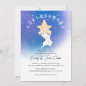 キラキラの小さな星の性別が可愛いバニーの夜を明かす 招待状 (正面)