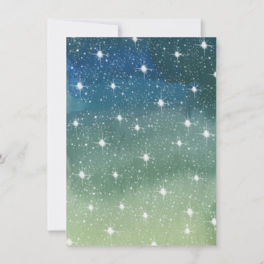 キラキラの小さな星の水色の動物の赤ちゃんシャワー 招待状 (裏面)