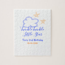 キラキラの小さな星の誕生日の紫のオレンジ ジグソーパズル