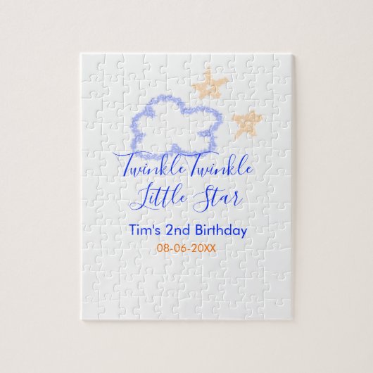 キラキラの小さな星の誕生日の紫のオレンジ ジグソーパズル (縦)