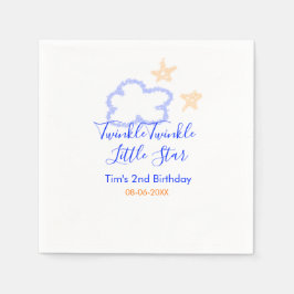 キラキラの小さな星の誕生日の紫のオレンジ スタンダードカクテルナプキン