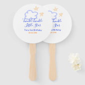 キラキラの小さな星の誕生日の紫のオレンジ ハンドファン (正面&裏面)