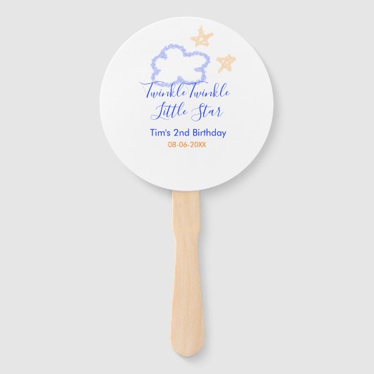 キラキラの小さな星の誕生日の紫のオレンジ ハンドファン (正面)