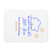 キラキラの小さな星の誕生日の紫のオレンジ マグネット (横)