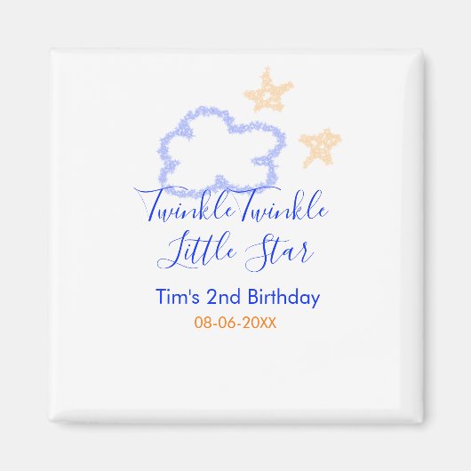 キラキラの小さな星の誕生日の紫のオレンジ マグネット (正面)