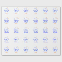 キラキラの小さな星の誕生日の紫のオレンジ ラッピングペーパー