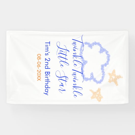 キラキラの小さな星の誕生日の紫のオレンジ 横断幕 (横)